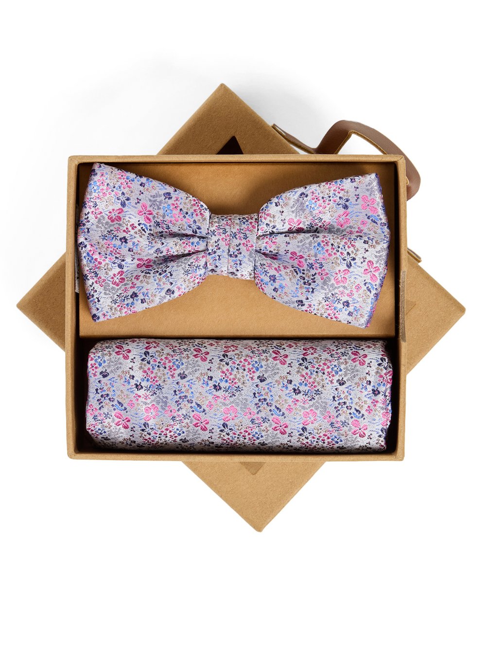 Finshley & Harding London Fliege und Einstecktuch aus Seide Herren Seide (100%) mehrfarbig gemustert, ONE SIZE