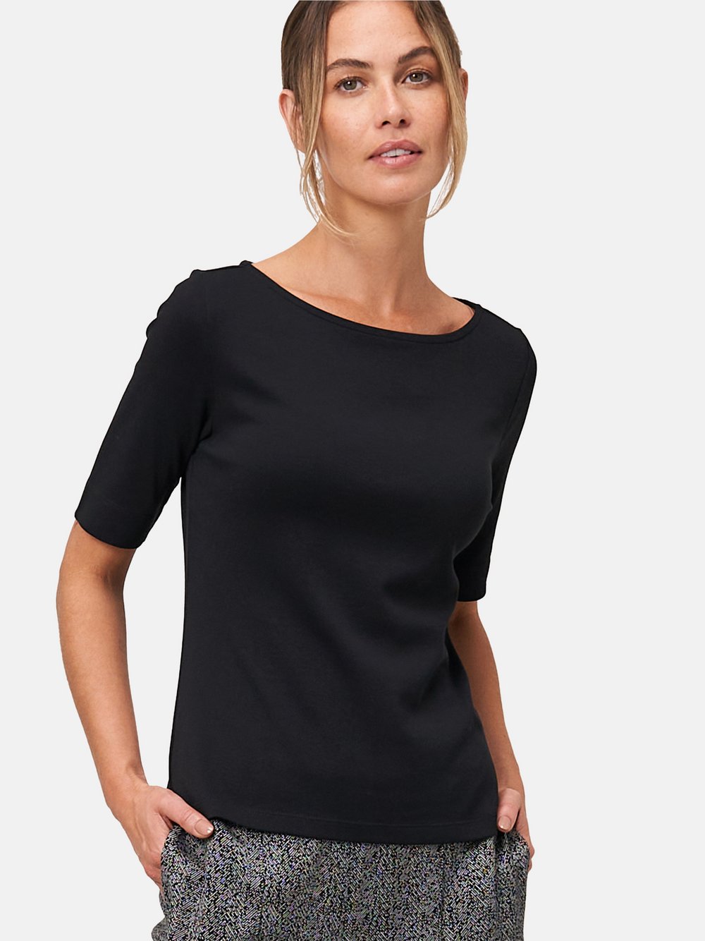 zero Baumwollshirt Damen Baumwolle schwarz, 42