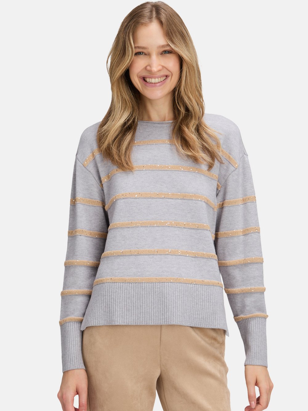 Betty Barclay Strickpullover Damen Viskose grau gestreift, 40