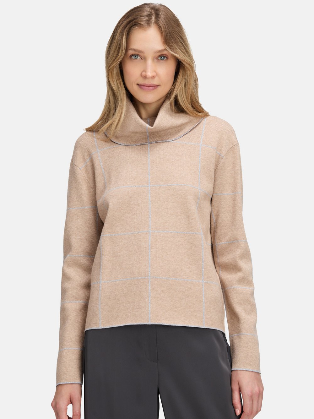 Betty Barclay Strickpullover Damen Viskose beige kariert, 38