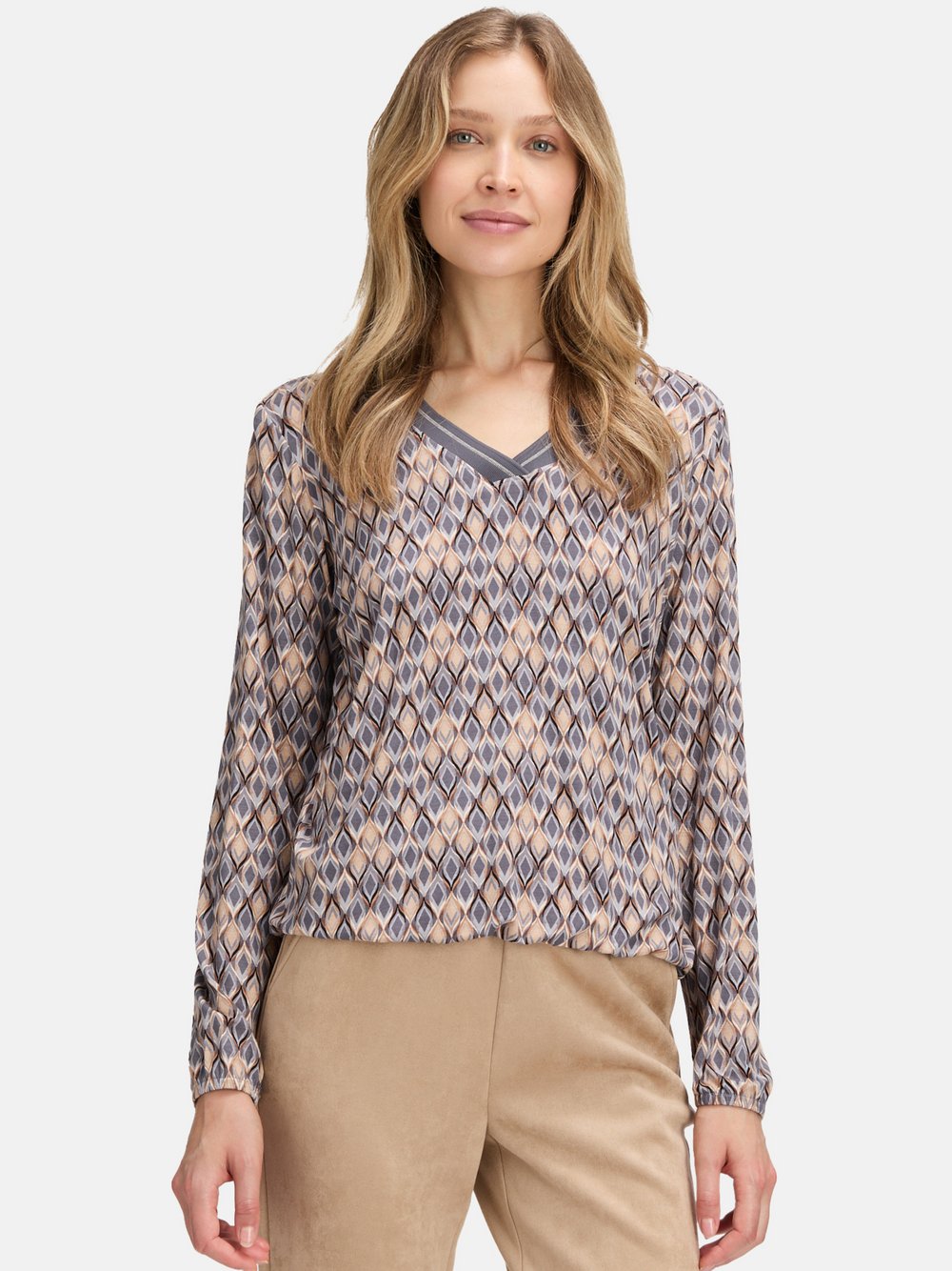 Betty Barclay Blusenshirt Damen Viskose grau gemustert, 36