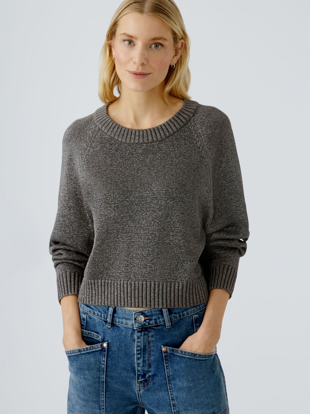 Thumbnail - Oui Pullover Damen Baumwolle braun, 44