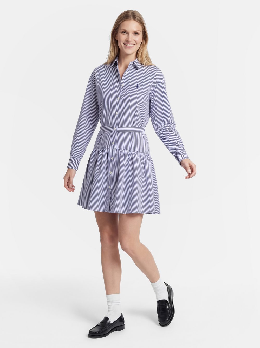 Thumbnail - Polo Ralph Lauren Blusenkleid Damen Baumwolle (100%) blau gestreift, 38