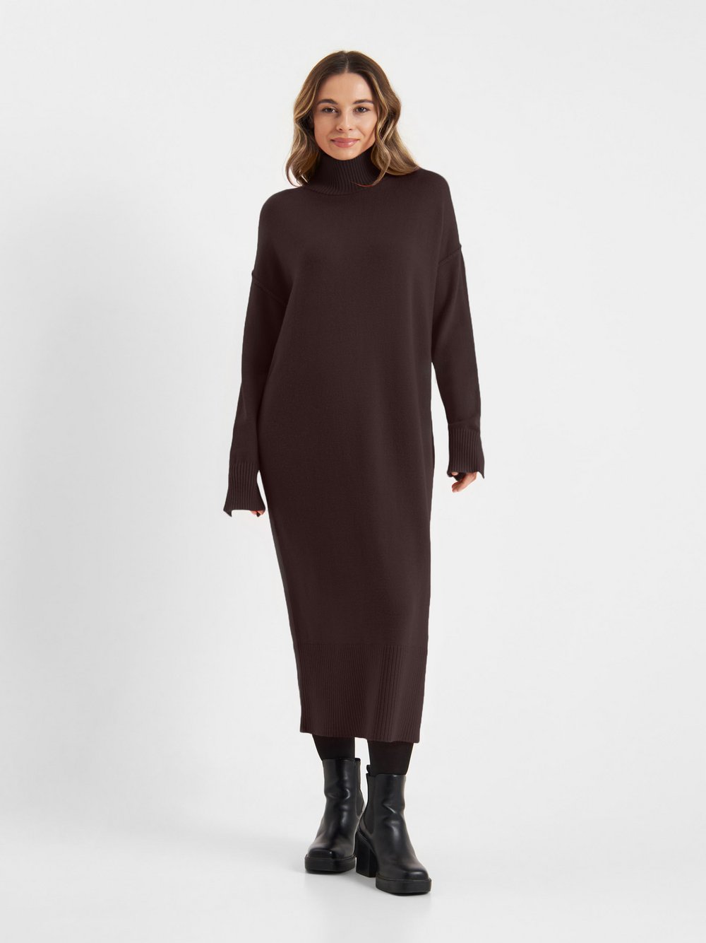 Frieda & Freddies Strickkleid Damen Viskose braun, 34