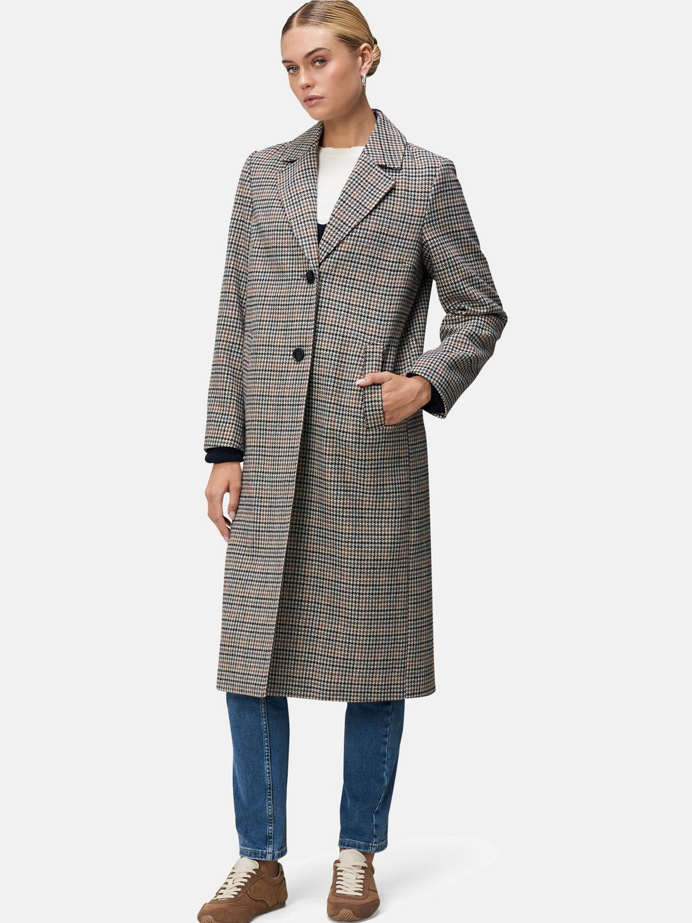 zero Karomantel Damen beige kariert, 34