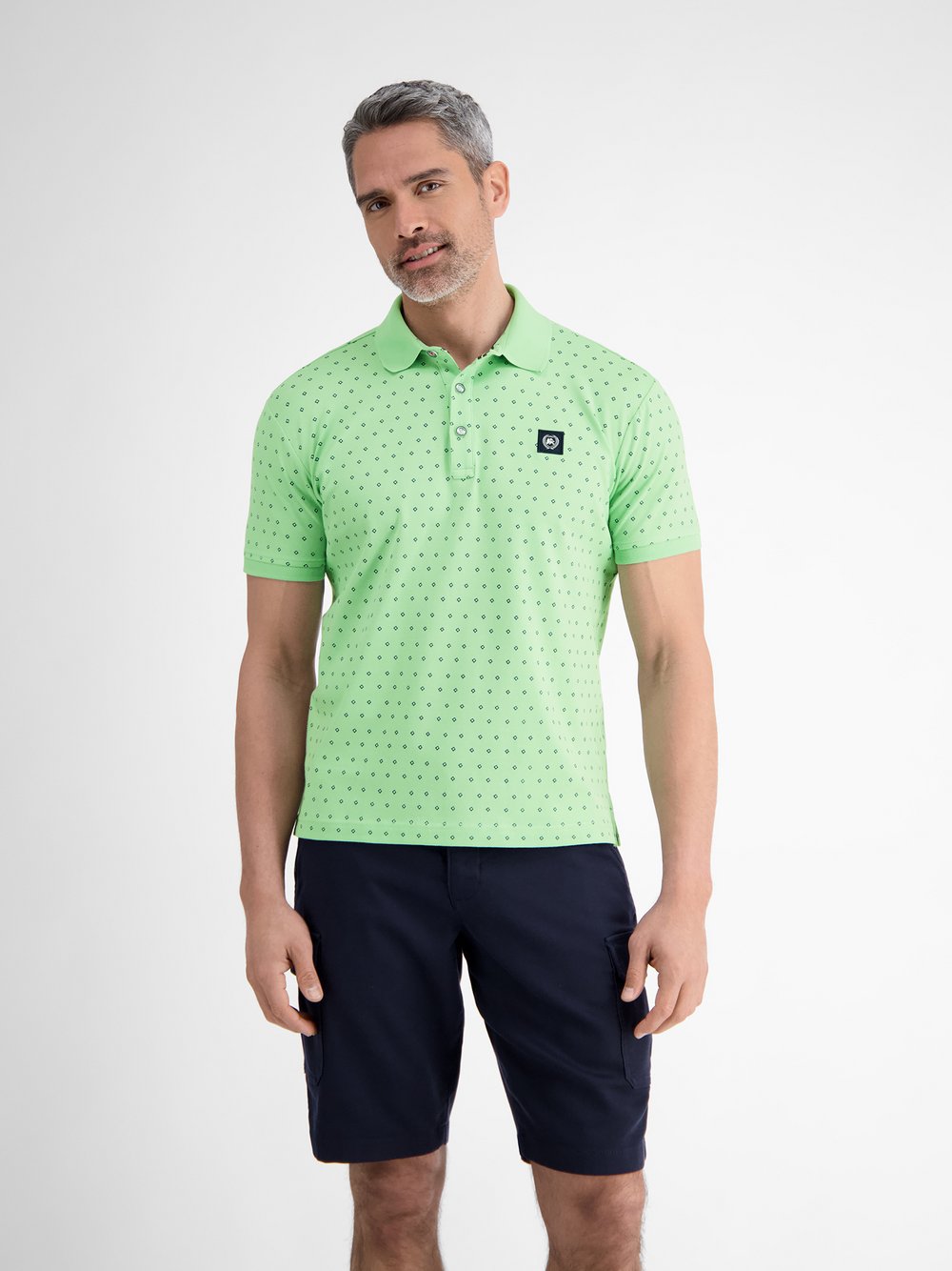 LERROS Poloshirt Herren Baumwolle grün gemustert, M