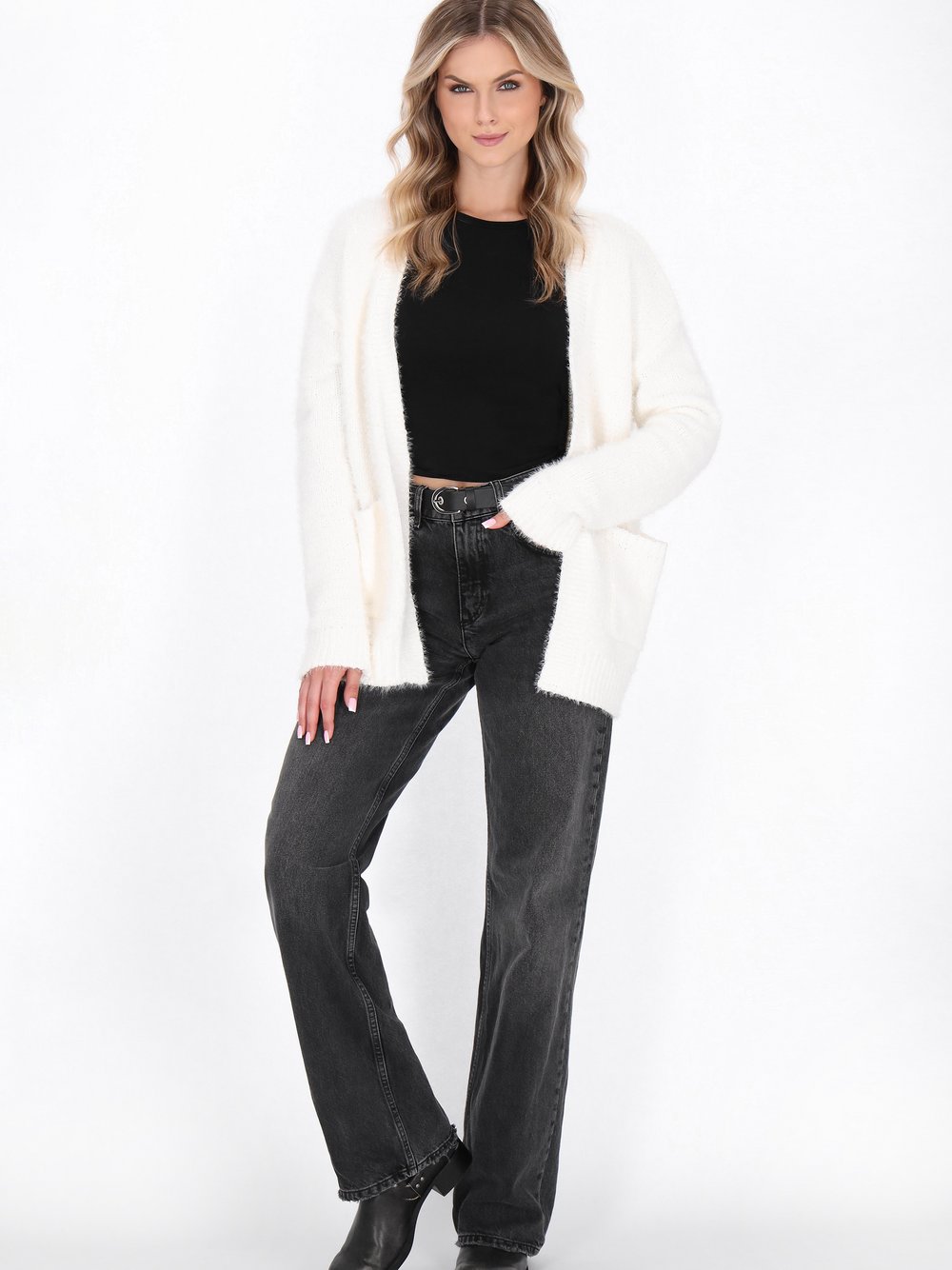 Dreimaster Strickjacke Damen weiß, XL/XXL