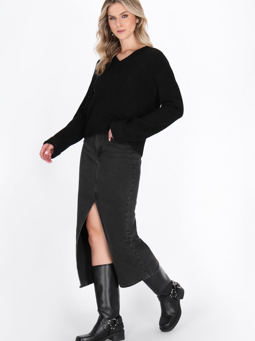 Dreimaster Pullover Damen schwarz, XL/XXL