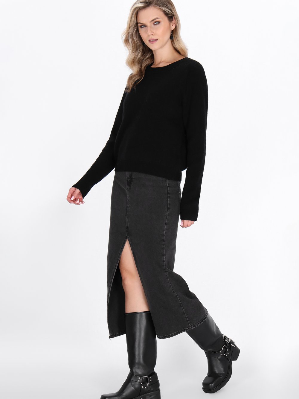 Dreimaster Pullover Damen Wolle schwarz, XL/XXL