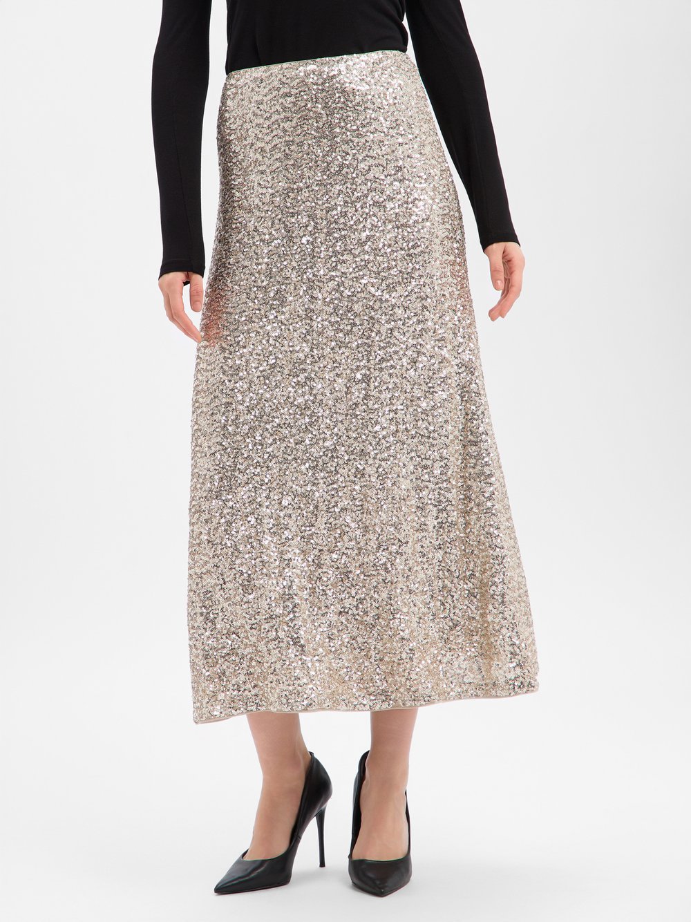 s.Oliver BLACK LABEL Paillettenrock Damen silber, 40
