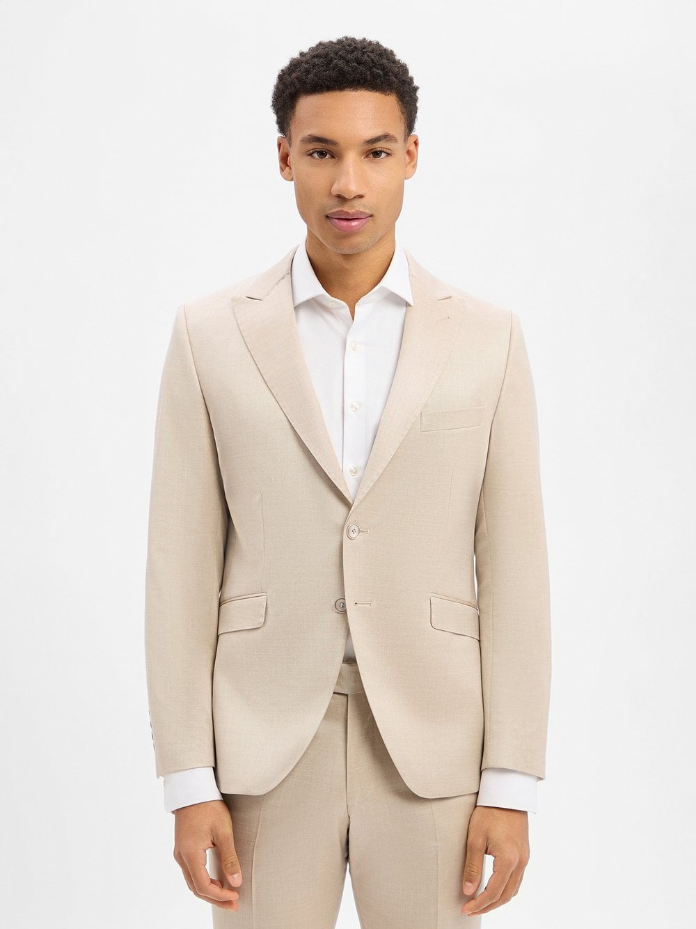 Wilvorst Baukasten-Sakko mit Schurwoll-Anteil Herren Slim Fit Viskose beige, 54