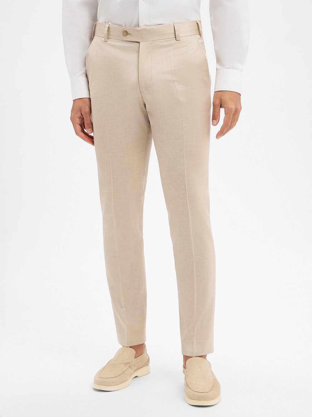 Wilvorst Baukasten-Hose mit Schurwoll-Anteil Herren Slim Fit Viskose beige, 98