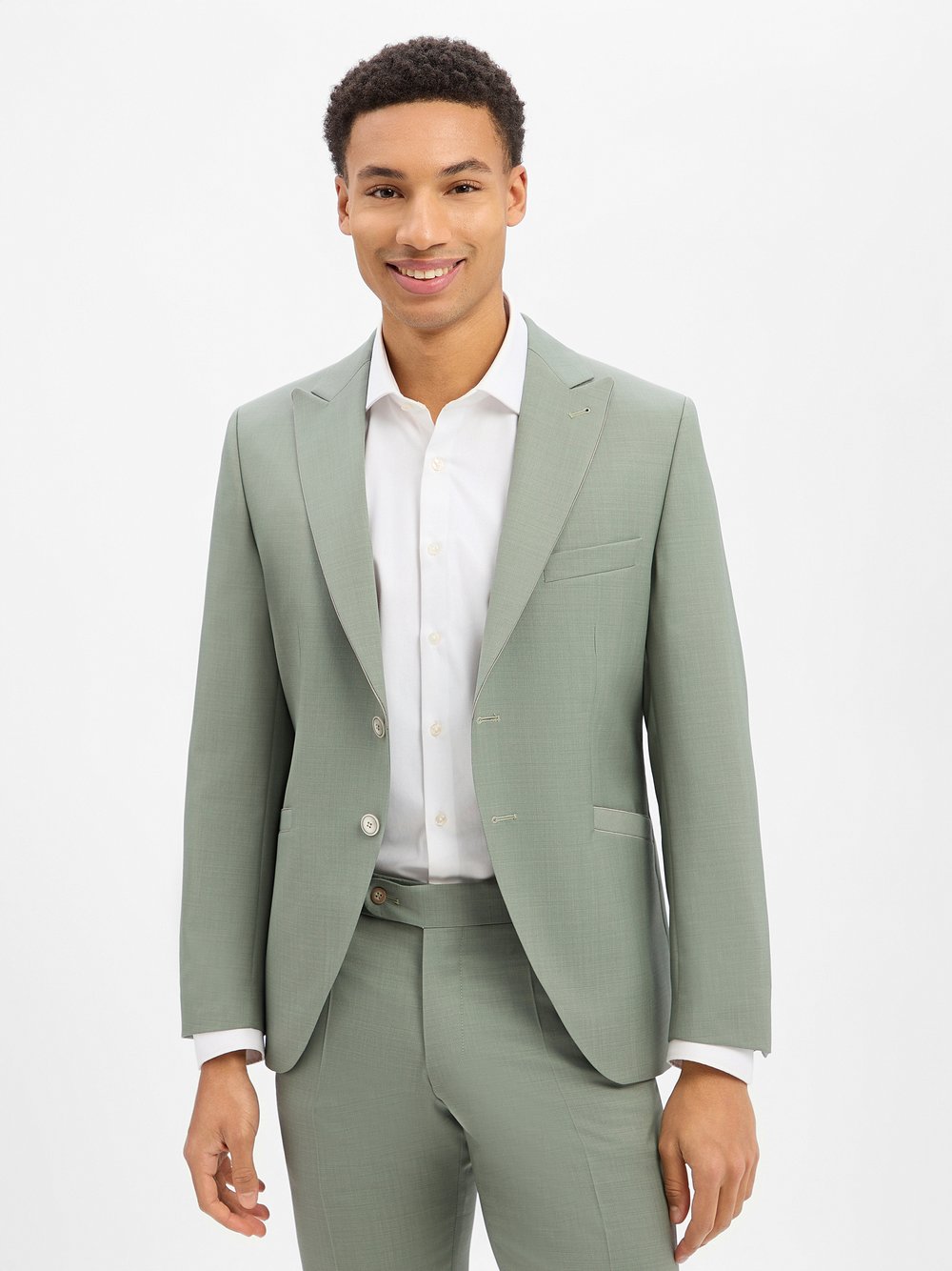 Wilvorst Baukasten-Schurwoll-Sakko Herren Slim Fit Schurwolle grün, 50