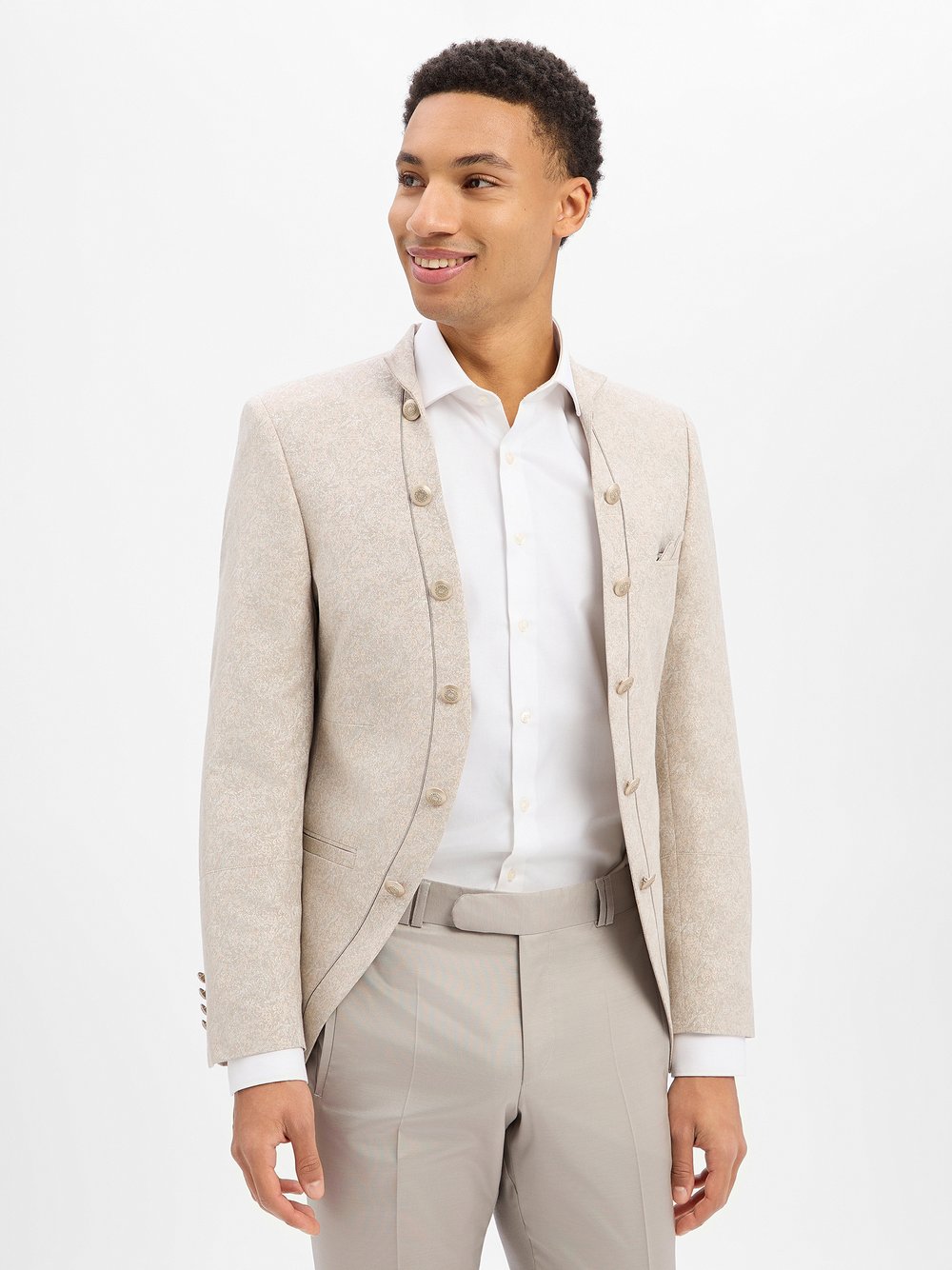 Tziacco Baukasten-Sakko Herren Slim Fit beige gemustert, 54