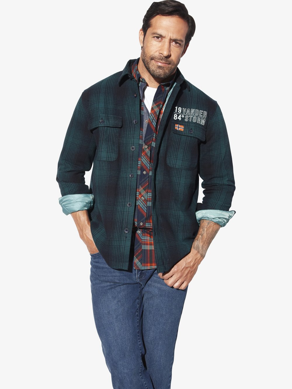 Thumbnail - Jan Vanderstorm Outdoorhemd Herren Baumwolle mehrfarbig kariert, 4XL