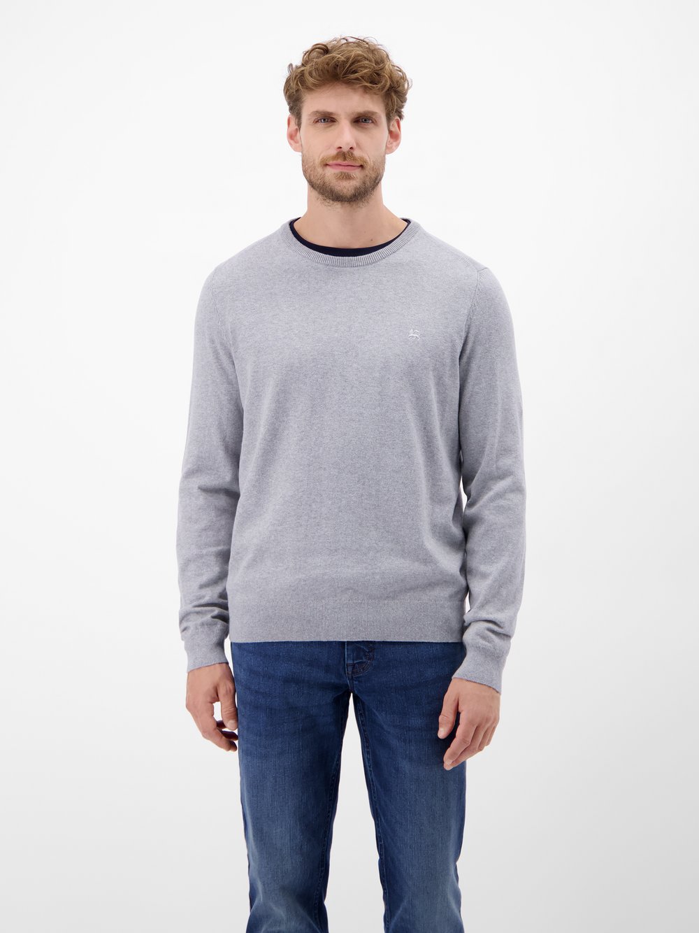 LERROS Strickpullover Herren Baumwolle grau, L