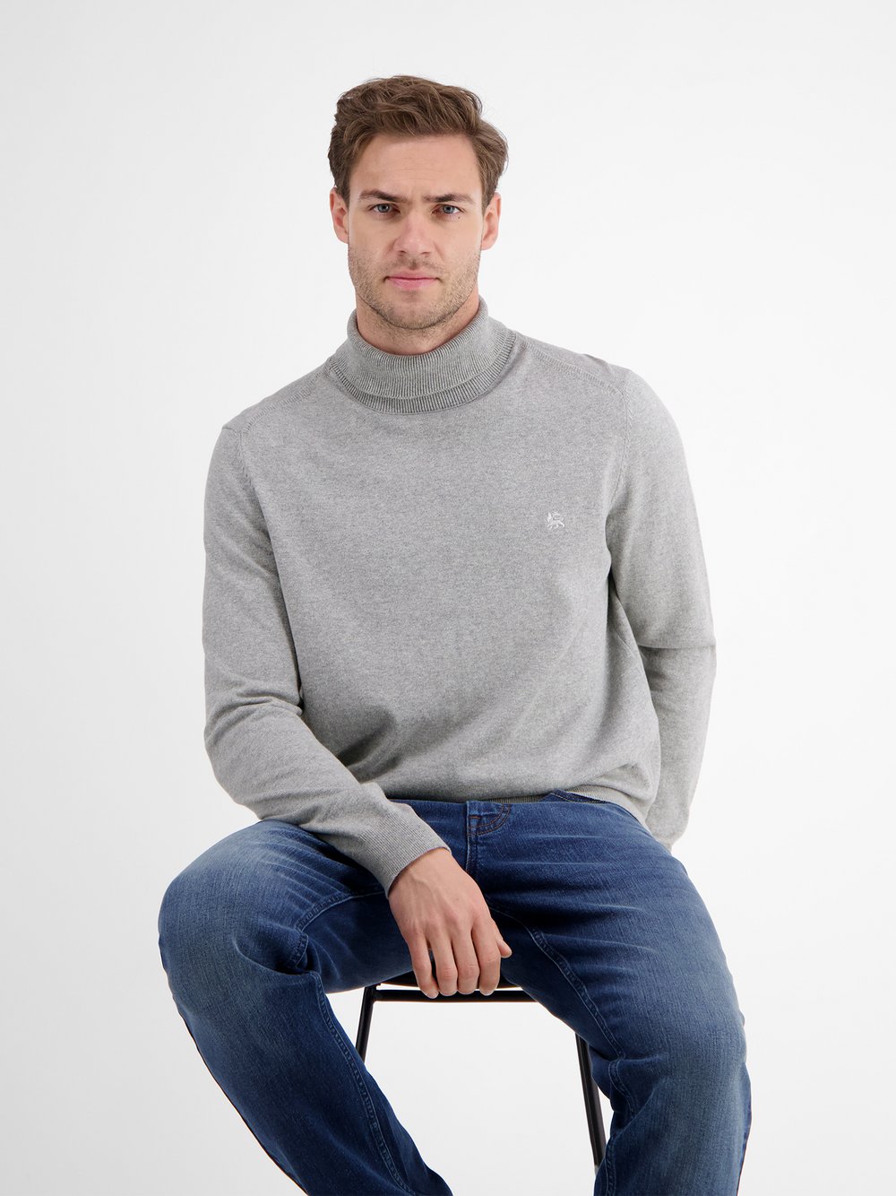 Thumbnail - LERROS Rollkragenpullover Herren Baumwolle grau, L