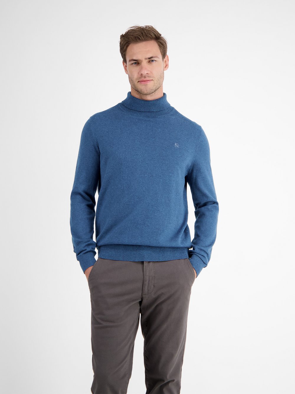 LERROS Rollkragenpullover Herren Baumwolle blau, L