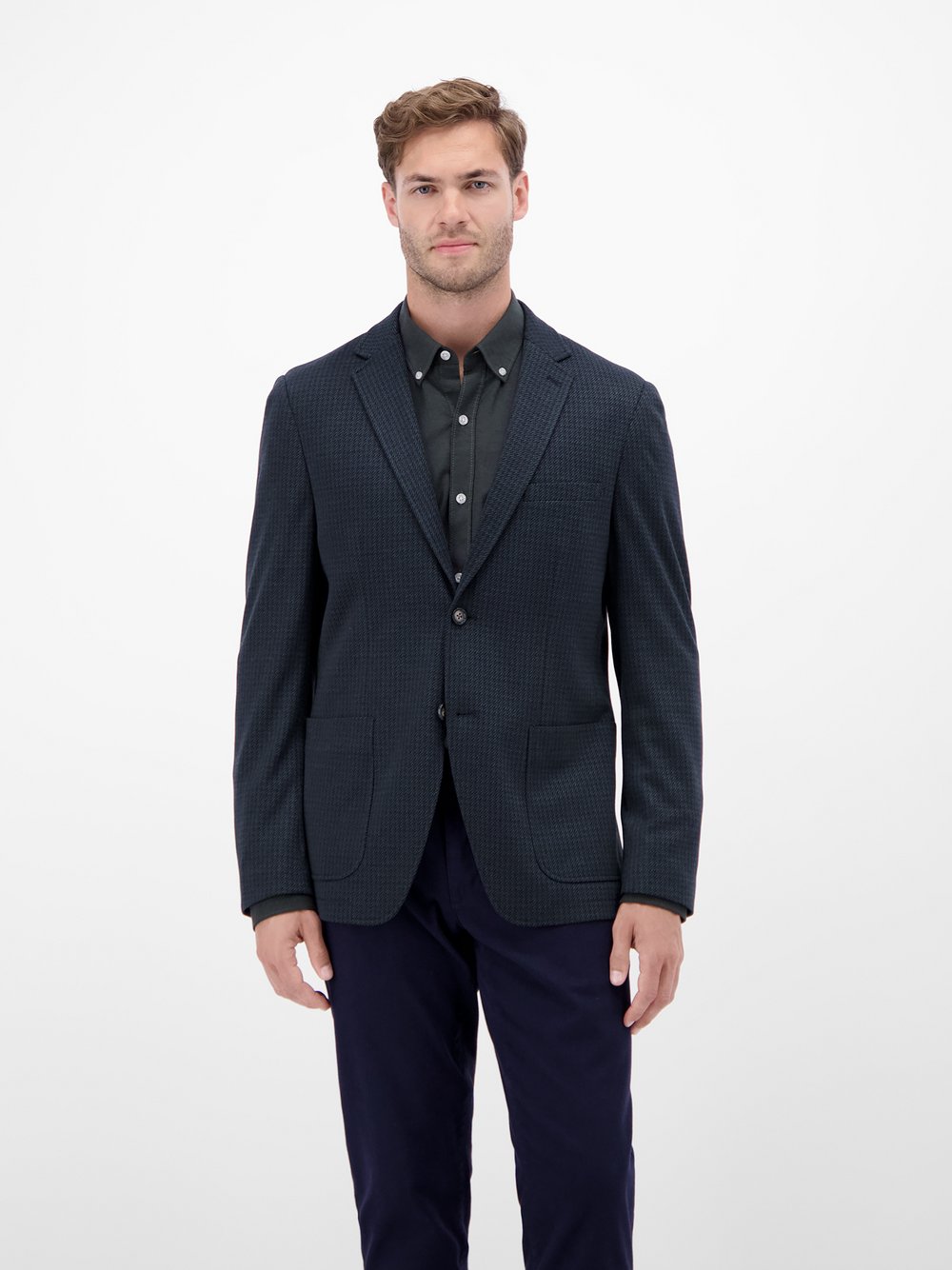 LERROS Sakko Herren Regular Fit blau kariert, 52