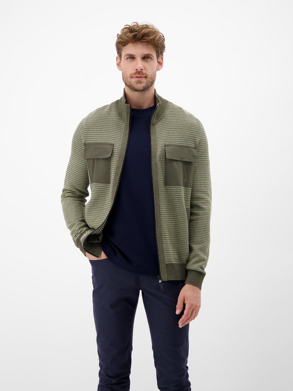 LERROS Strickjacke Herren Baumwolle grün, L