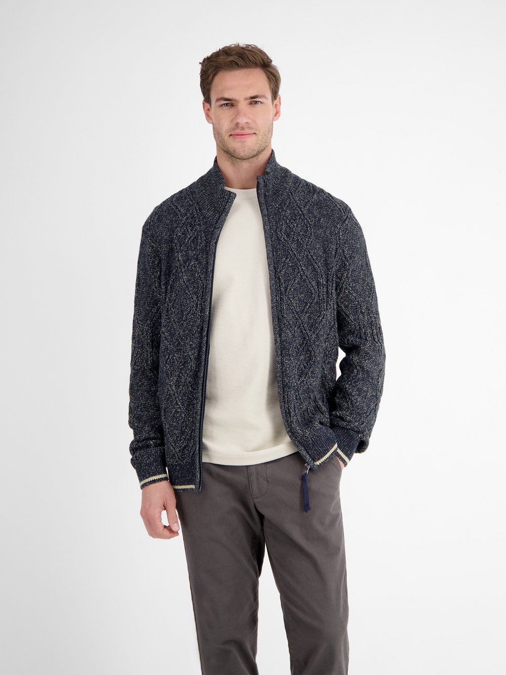 LERROS Strickjacke Herren Baumwolle blau, L