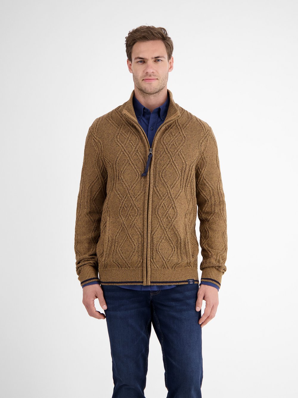 LERROS Strickjacke Herren Baumwolle braun, XXXL