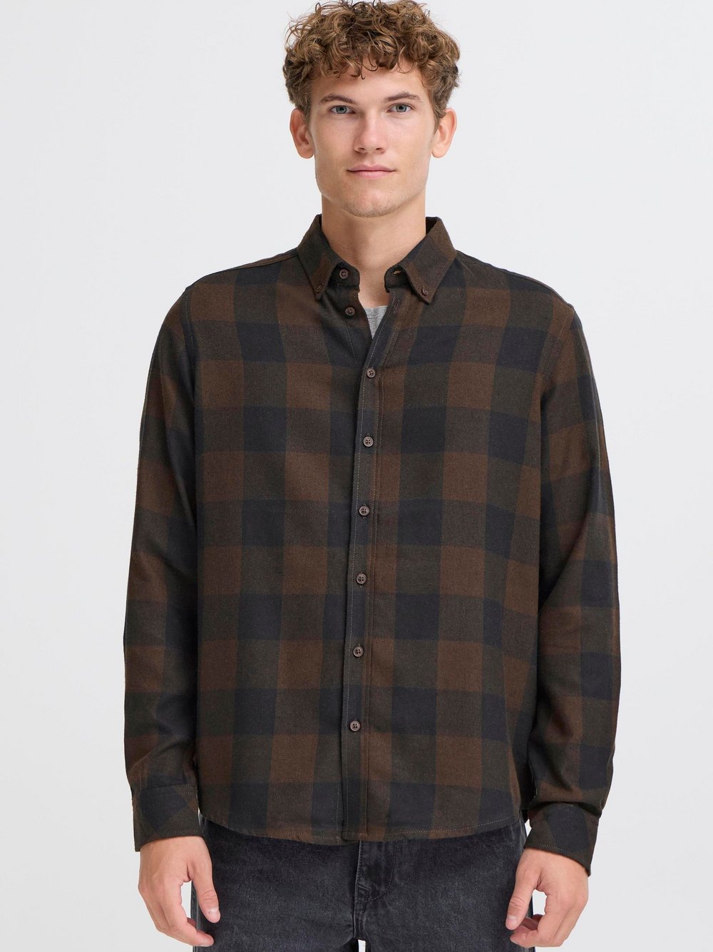 Thumbnail - BLEND Flanellhemd Herren Regular Fit Baumwolle braun kariert, XXL