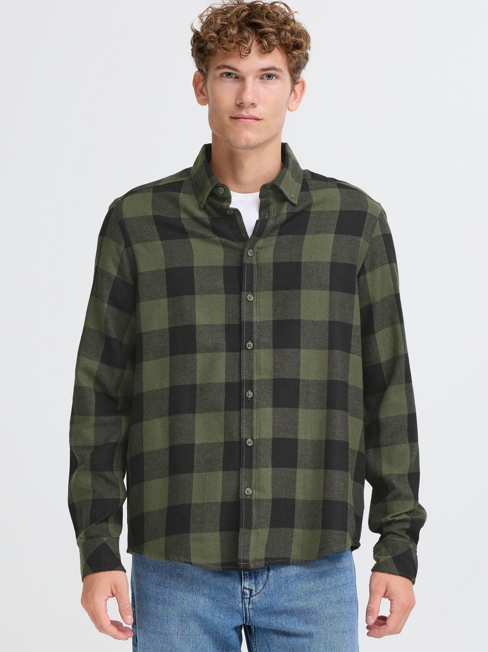 Thumbnail - BLEND Flanellhemd Herren Regular Fit Baumwolle grün kariert, L