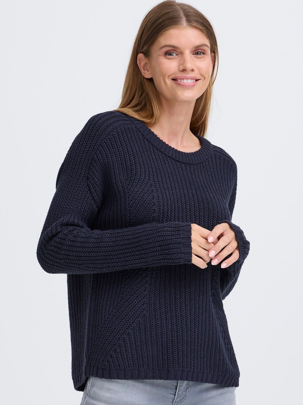 Thumbnail - OXMO Strickpullover Damen Baumwolle blau, XXL