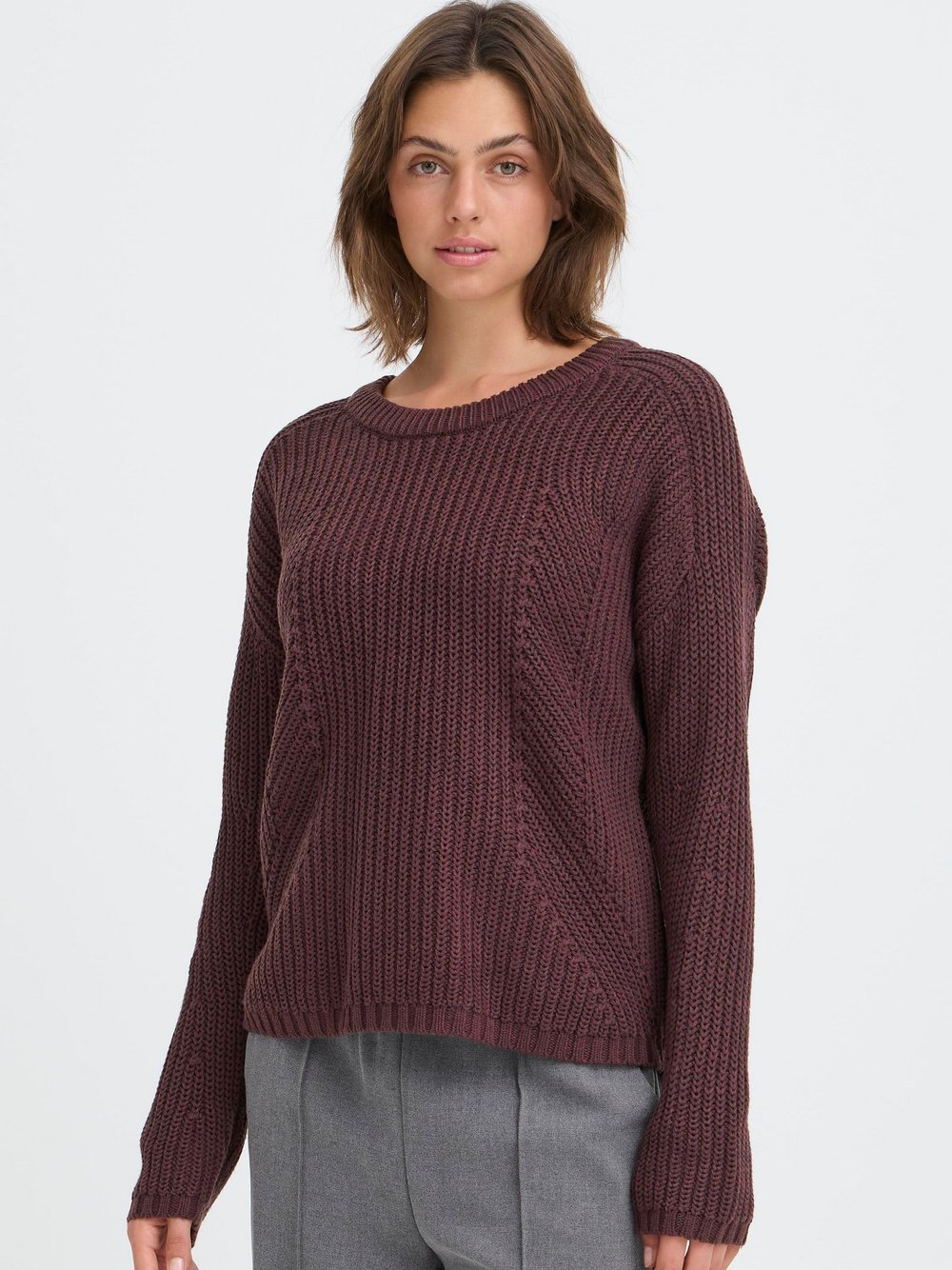 Thumbnail - OXMO Strickpullover Damen Baumwolle braun, L
