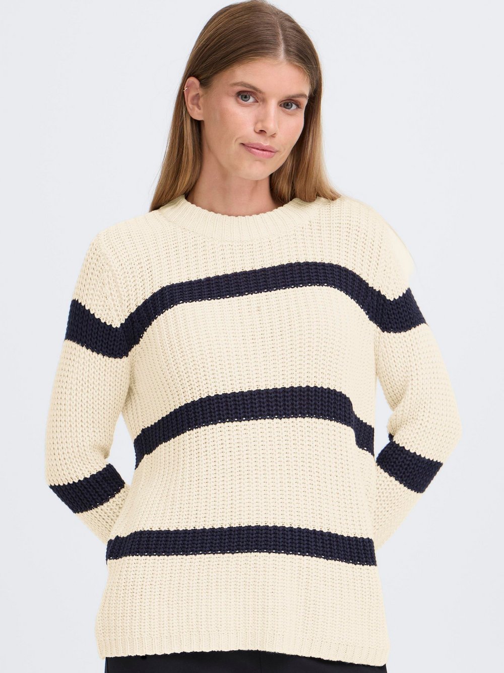 OXMO Strickpullover Damen Baumwolle mehrfarbig gestreift, XS