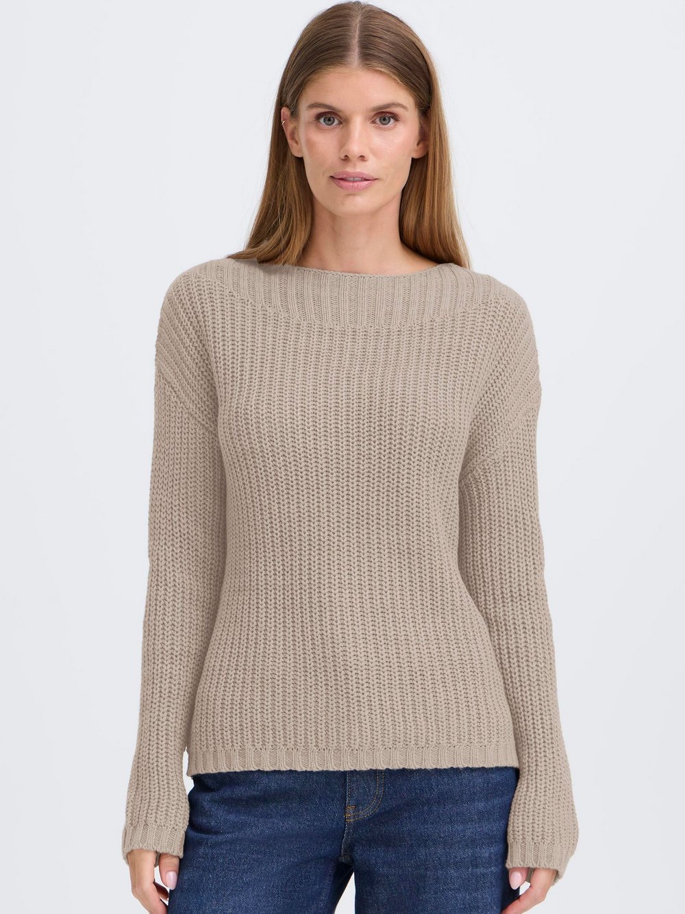 OXMO Strickpullover Damen Baumwolle grau, L
