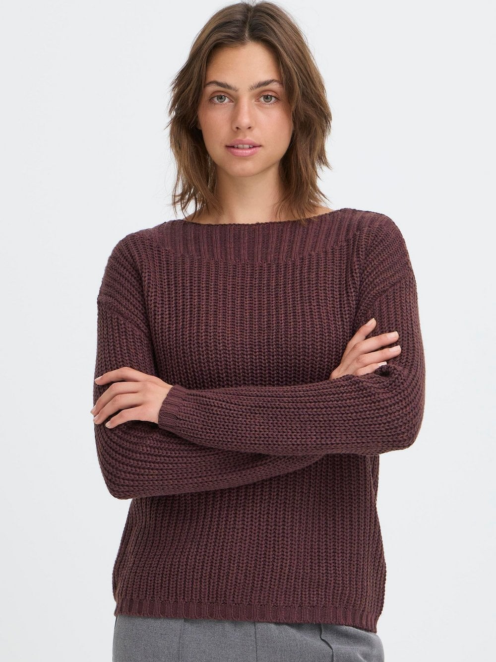 Thumbnail - OXMO Strickpullover Damen Baumwolle braun, L