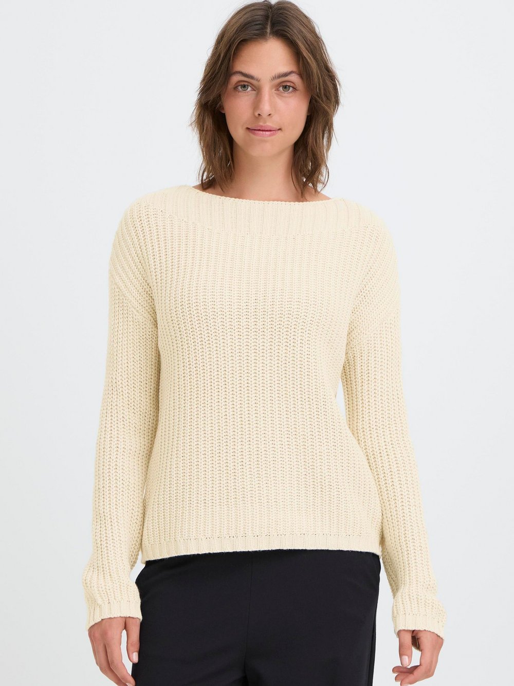 Thumbnail - OXMO Strickpullover Damen Baumwolle beige, XS