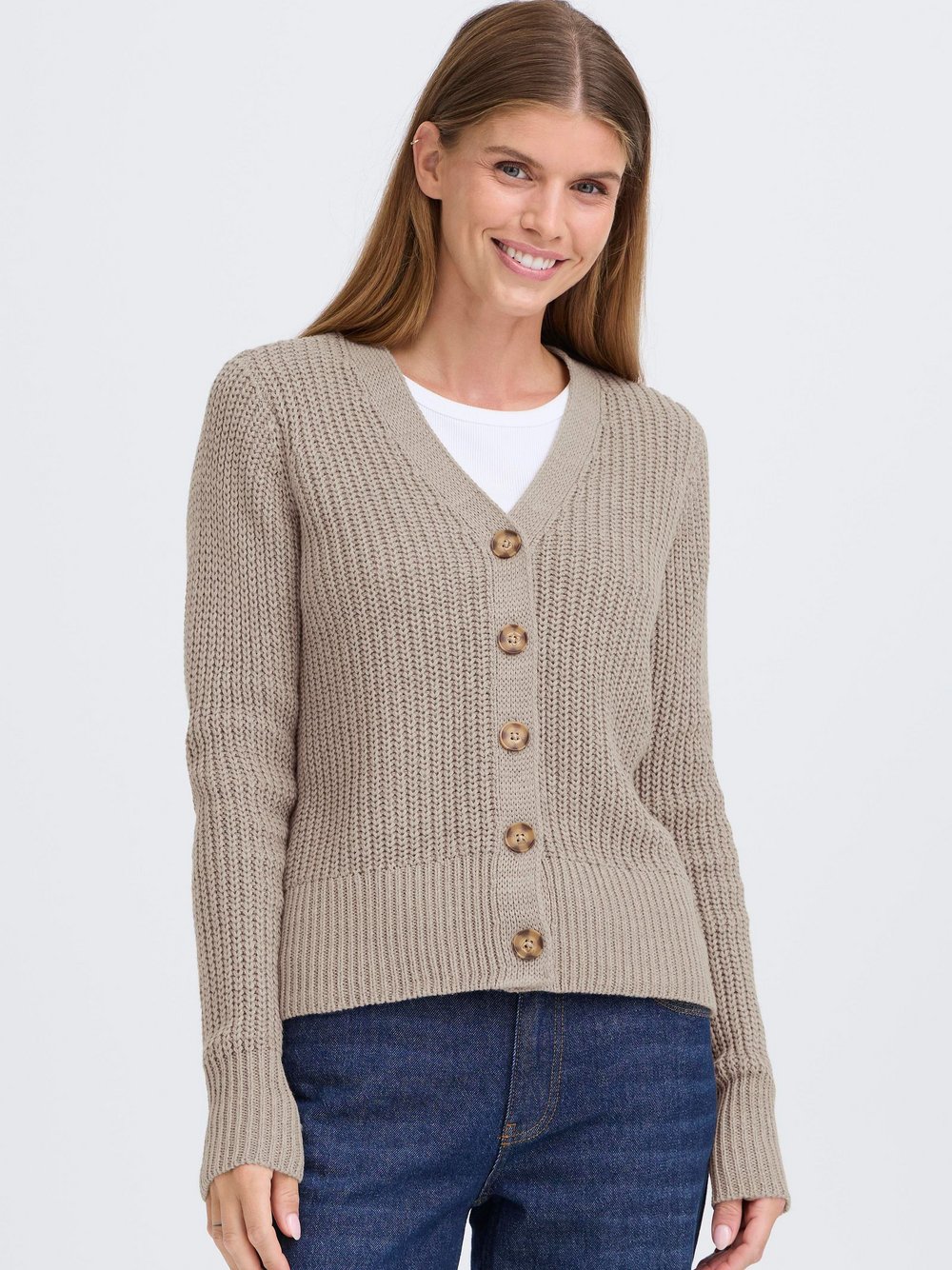 OXMO Strickjacke Damen Baumwolle grau, XXL