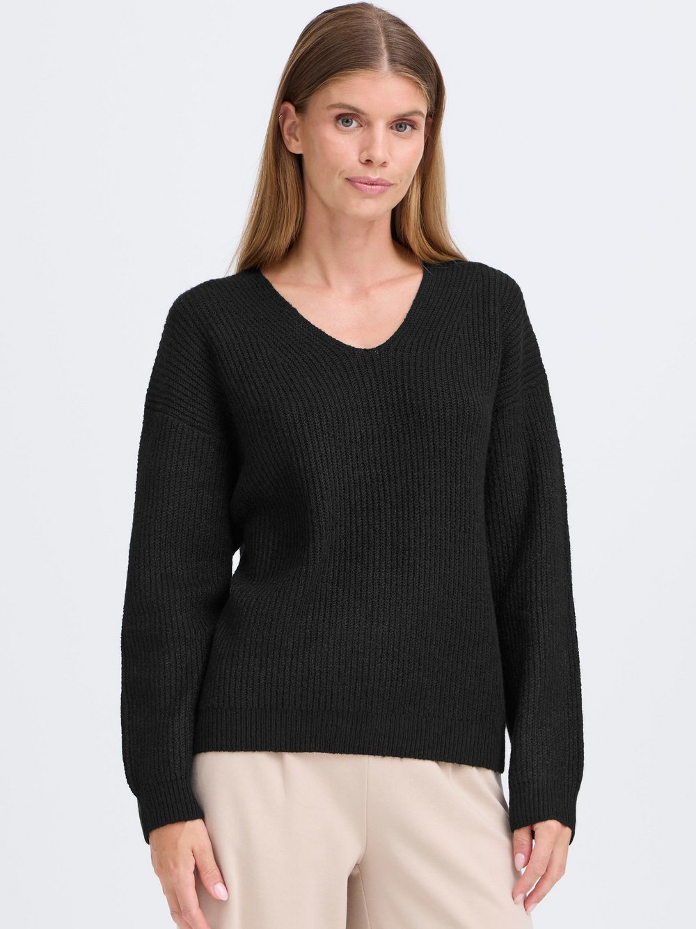 OXMO V-Ausschnitt-Pullover Damen schwarz, XXL