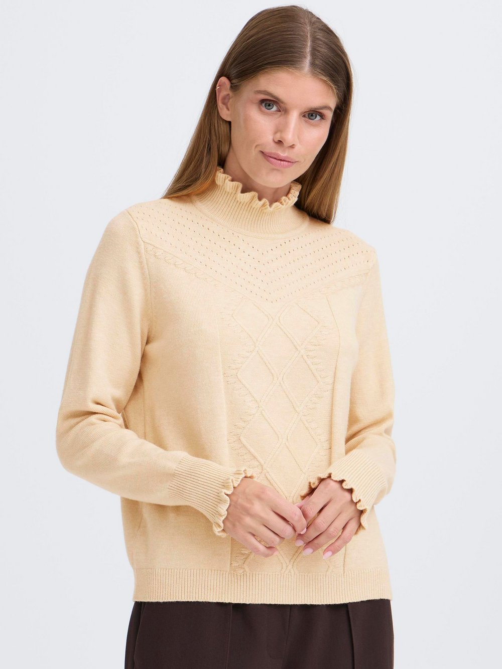 Thumbnail - OXMO Strickpullover Damen Viskose beige, XS