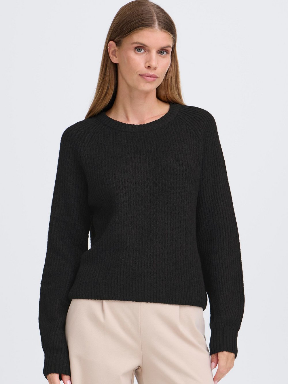 OXMO Strickpullover Damen schwarz gemustert, XXL