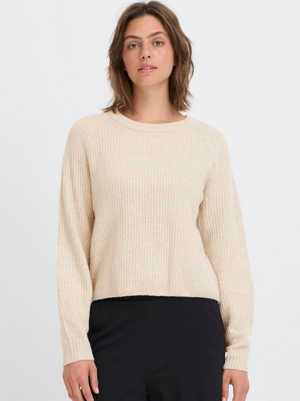 OXMO Strickpullover Damen beige gemustert, L