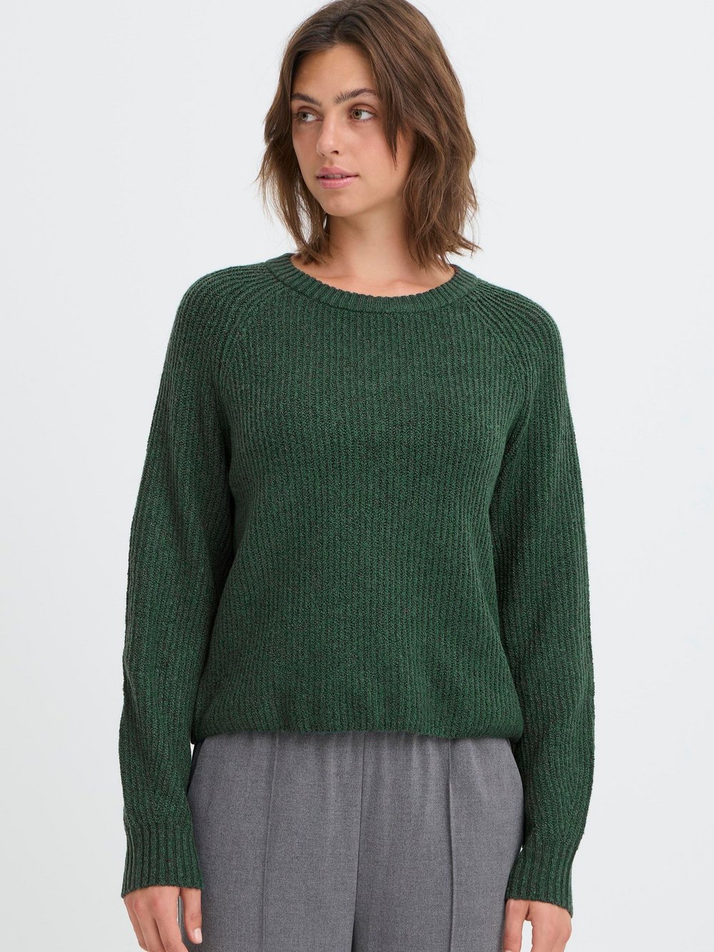 OXMO Strickpullover Damen grün gemustert, L