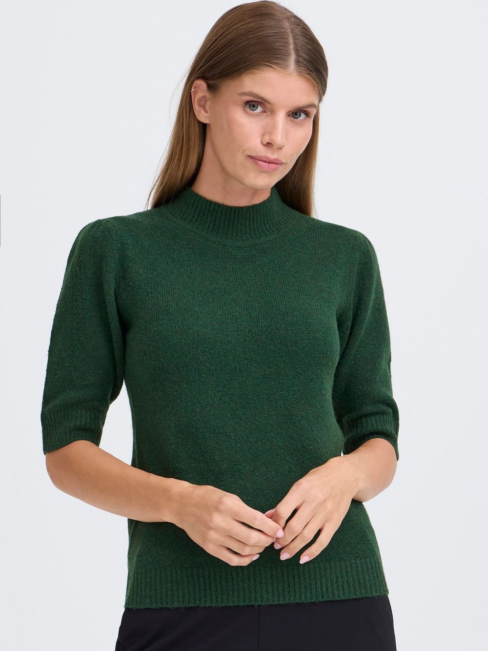 Thumbnail - OXMO Strickpullover Damen grün meliert, S