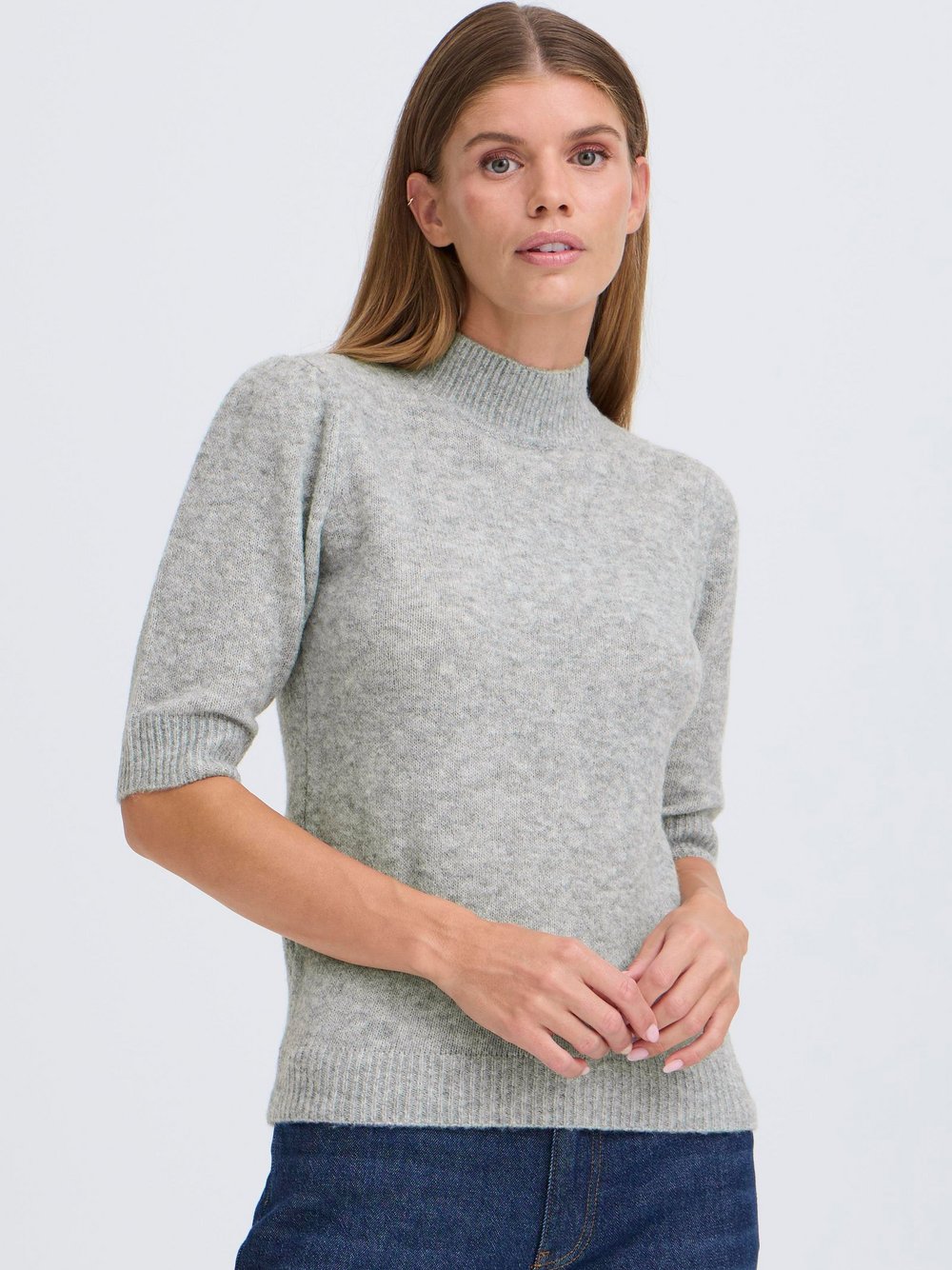 Thumbnail - OXMO Strickpullover Damen grau meliert, XL