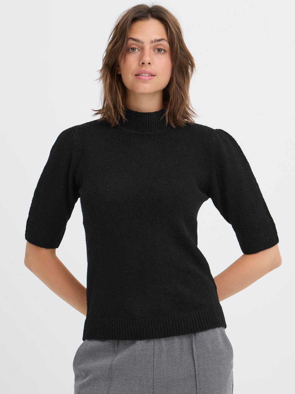 OXMO Strickpullover Damen schwarz meliert, M