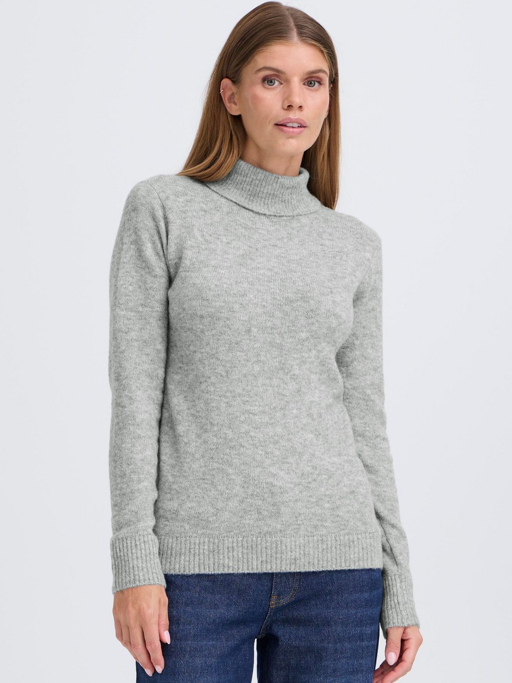 OXMO Rollkragenpullover Damen grau meliert, S