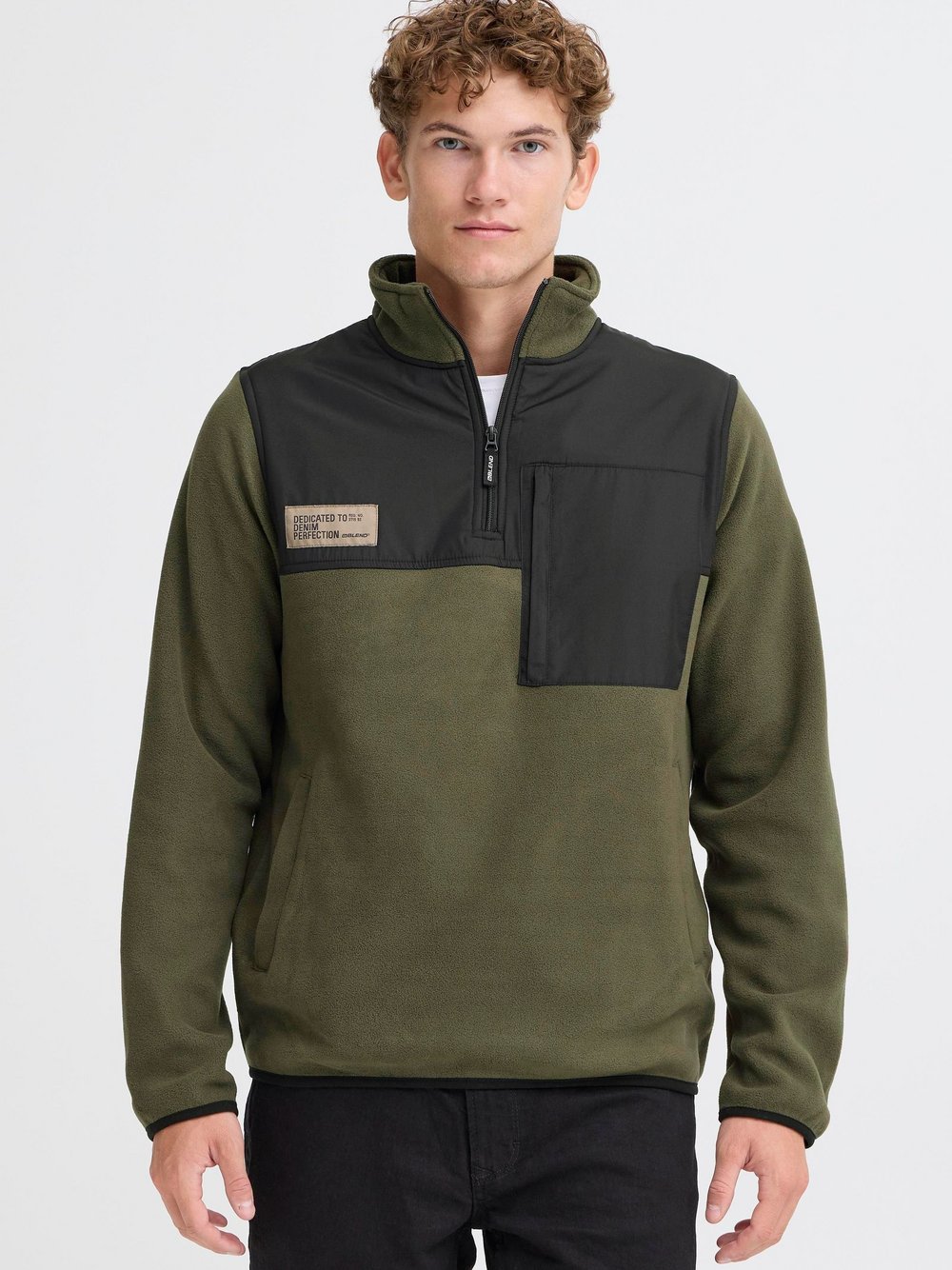 BLEND Fleecepullover Herren grün, XXL
