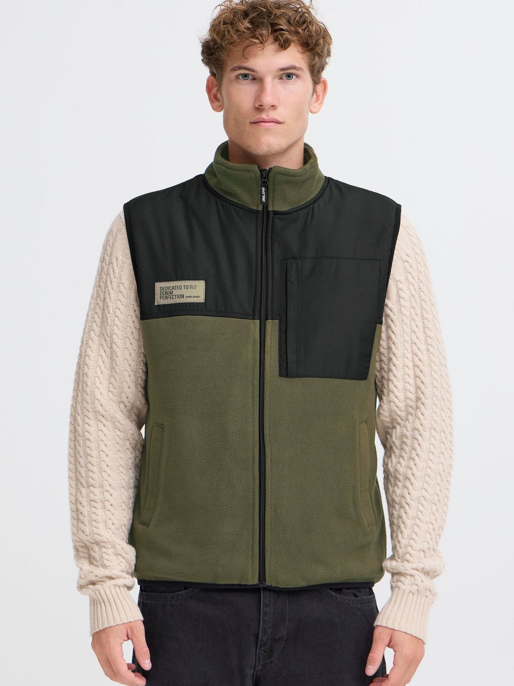 BLEND Fleeceweste Herren grün, M