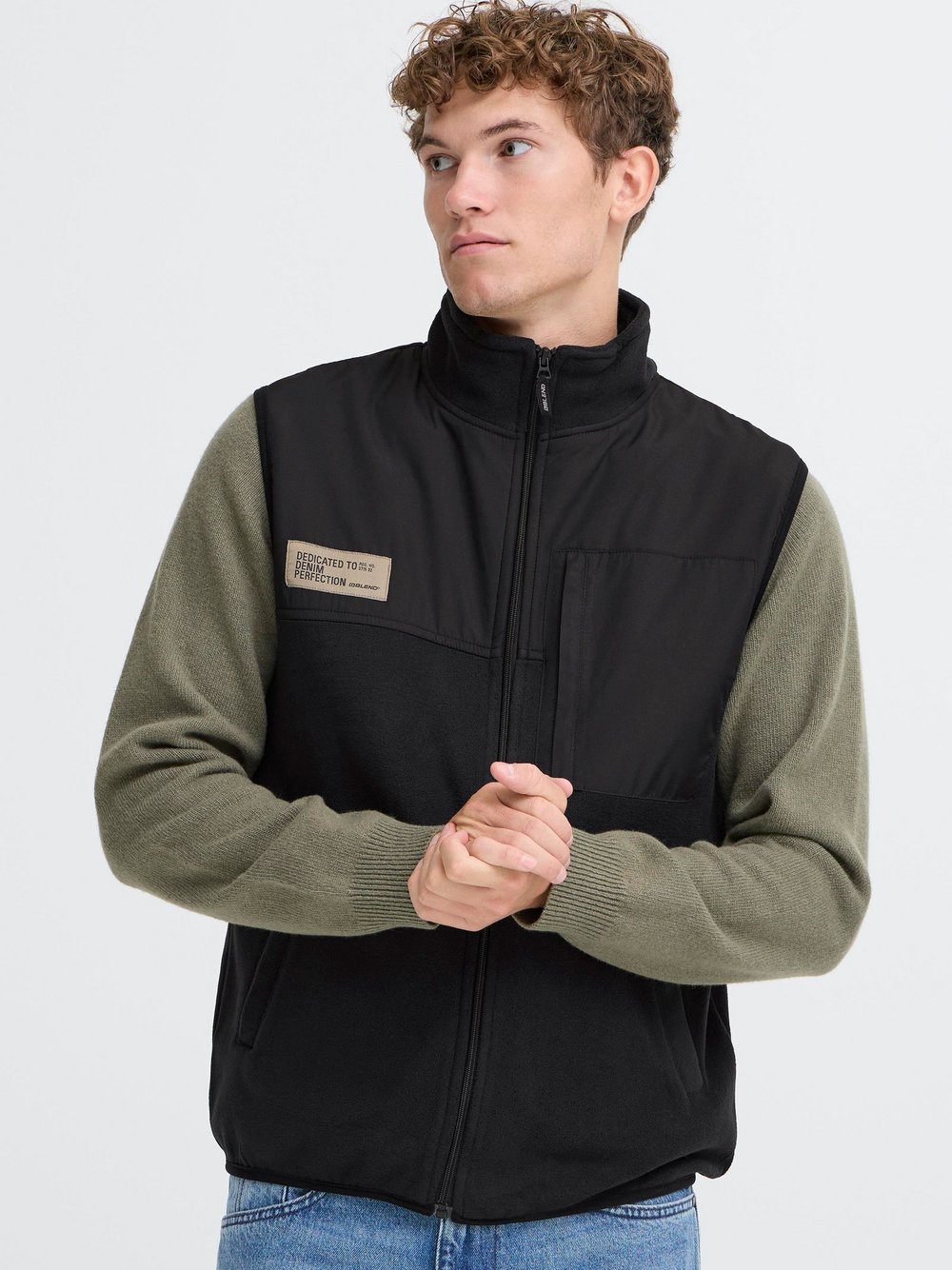 BLEND Fleeceweste Herren schwarz, XL