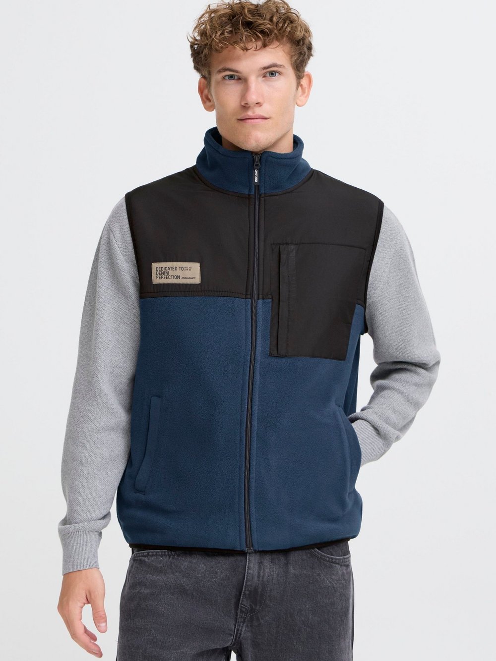 BLEND Fleeceweste Herren blau, XXL