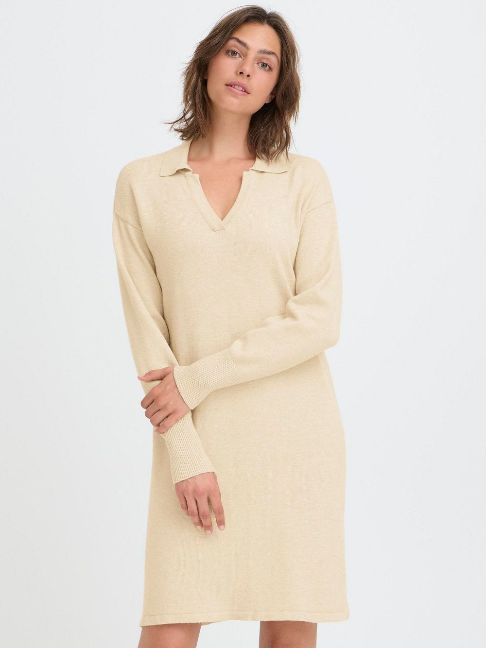 OXMO Strickkleid Damen Viskose beige, L