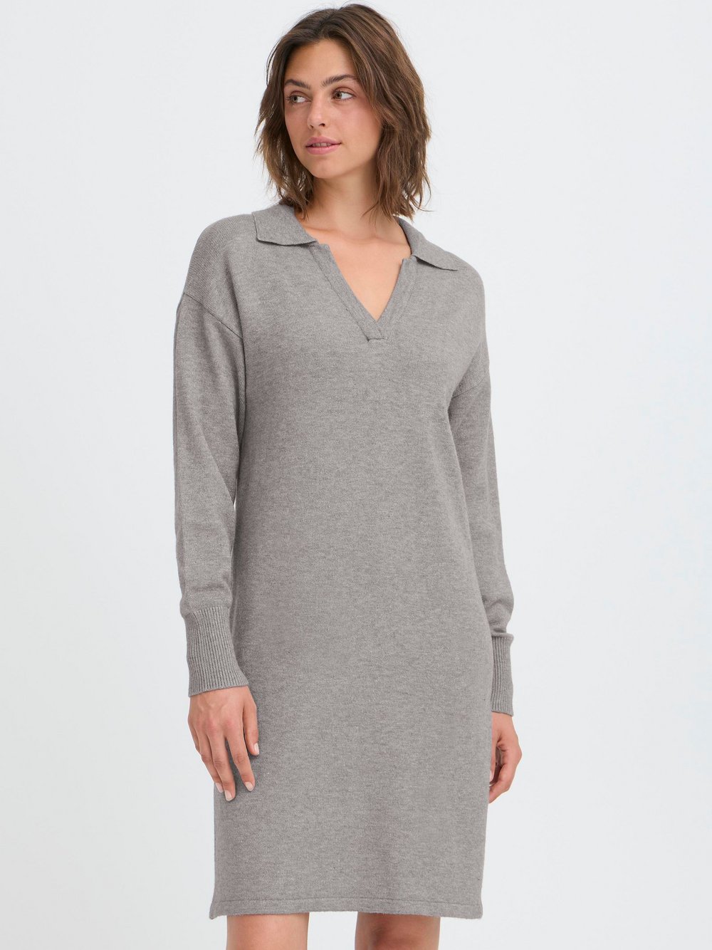 OXMO Strickkleid Damen Viskose grau, XS